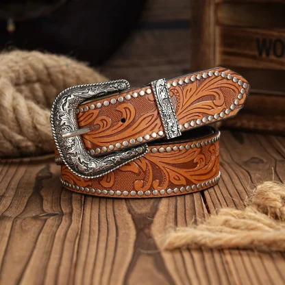 Floral-Engraved Cowboy Belt - Image 4