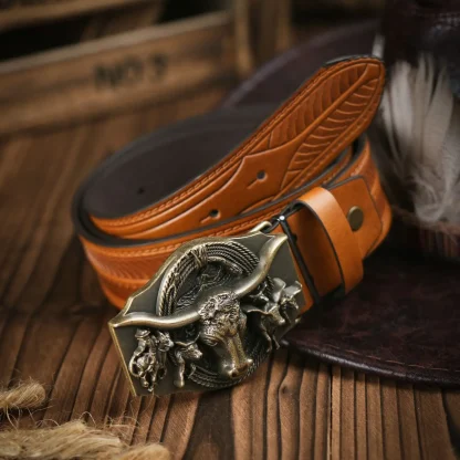 Stylish Bull Design Cowboy Belt - Image 2