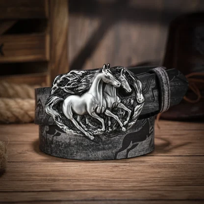 Intricate Horse Style Cowboy Belt - Image 2