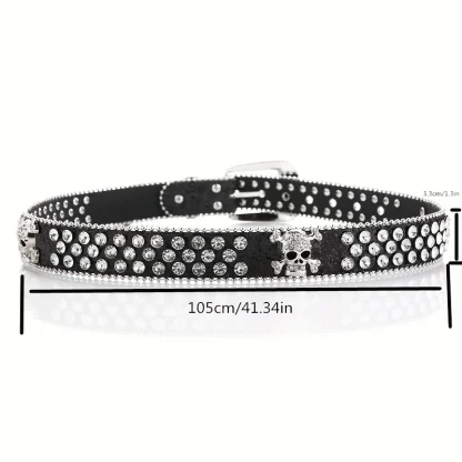 Glamorous Skull Rivet Cowboy Belt - Image 7