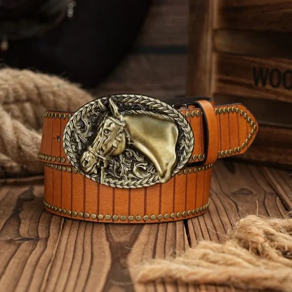 Horse Head Buckle Cowboy Belt