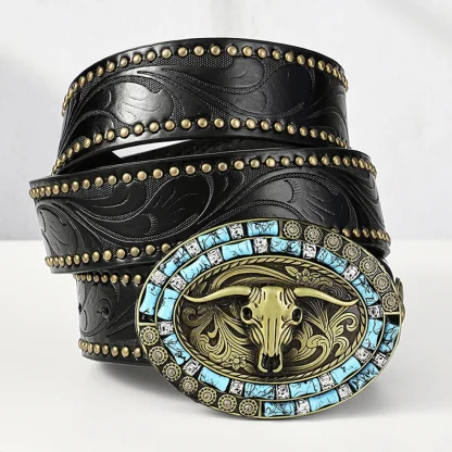 Embossed Cow Head Western Belt - Image 6