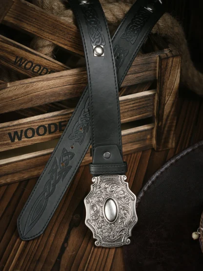 Floral Carved Cowboy Belt - Image 7