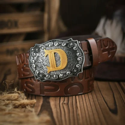 Elegant Letter Print Western Belt - Image 4