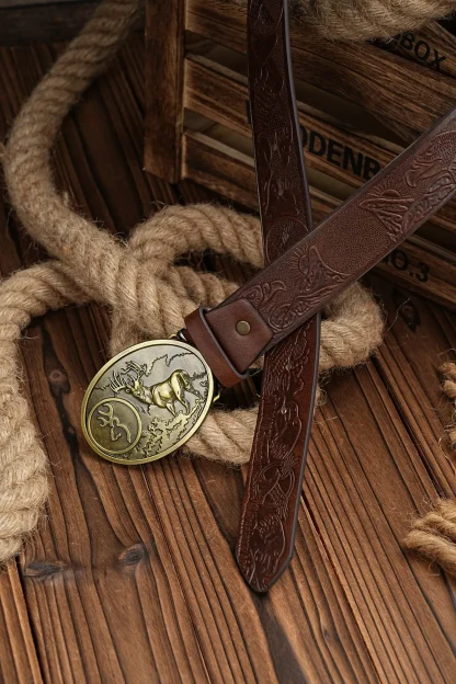 Deer Buckle Cowboy Belt - Image 5