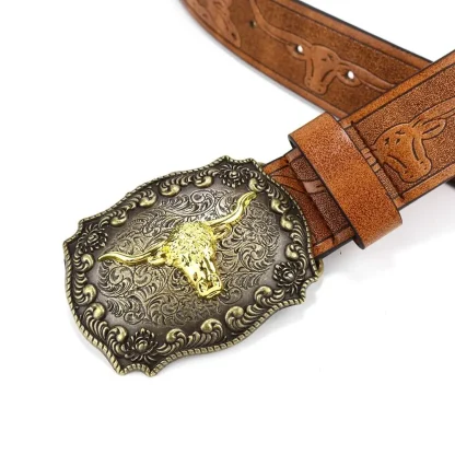 Bull Pattern Western Belt - Image 3