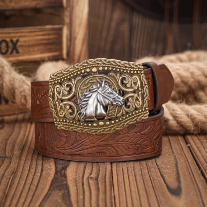 Engraved Horse Western Belt - Image 2