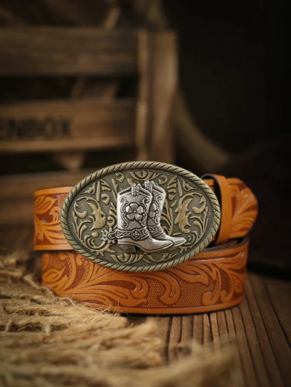 Floral Bullhorn Cowboy Belt
