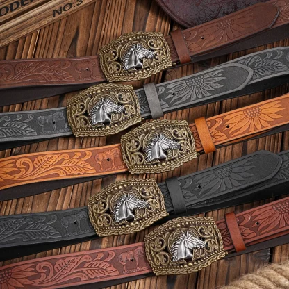 Engraved Horse Western Belt - Image 6