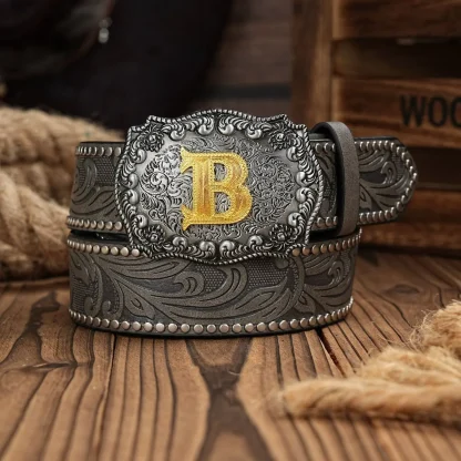 Letter Buckle Western Belt - Image 3