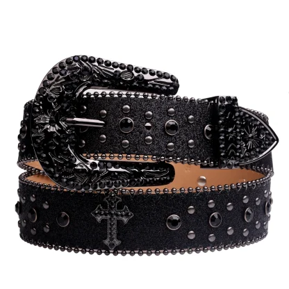 Cross Pattern Cowboy Belt - Image 2