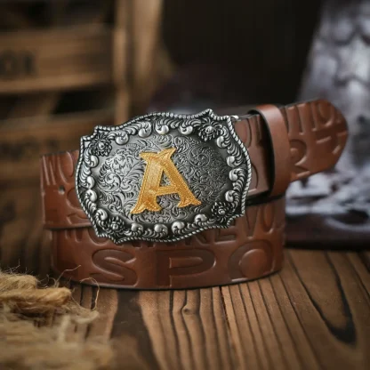 Elegant Letter Print Western Belt