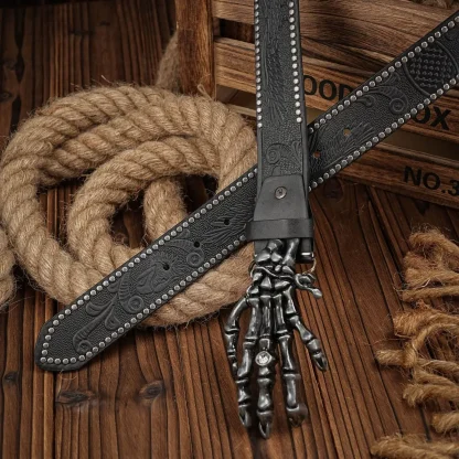 Skeleton Hand Buckle Western Belt - Image 5