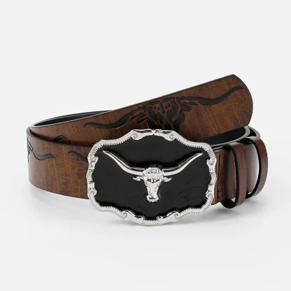 Embossed Cow Head Western Belt - Image 2