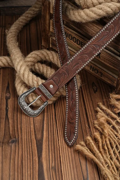 Floral-Engraved Cowboy Belt - Image 7