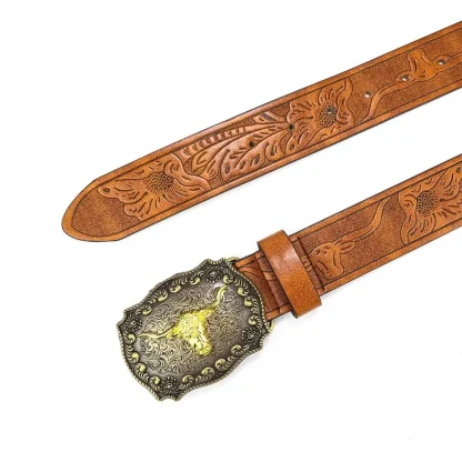 Bull Pattern Western Belt - Image 6