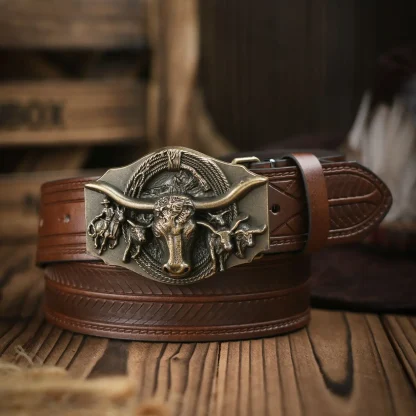 Stylish Bull Design Cowboy Belt - Image 3