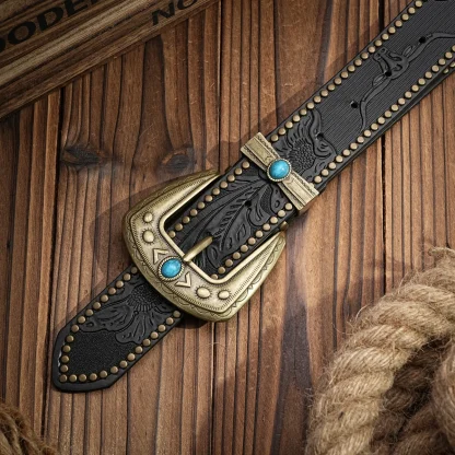 Intricate Floral Style Cowboy Belt - Image 5