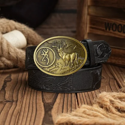 Deer Buckle Cowboy Belt - Image 2