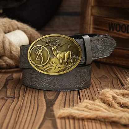 Deer Buckle Cowboy Belt - Image 3