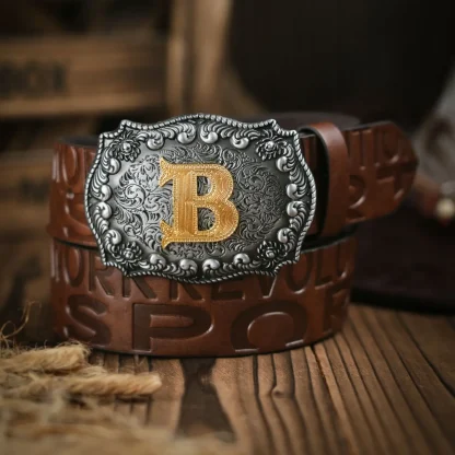 Elegant Letter Print Western Belt - Image 2