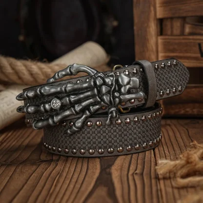 Skeleton Hand Buckle Western Belt - Image 3