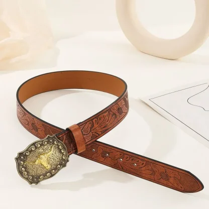 Bull Pattern Western Belt - Image 2