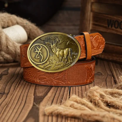 Deer Buckle Cowboy Belt