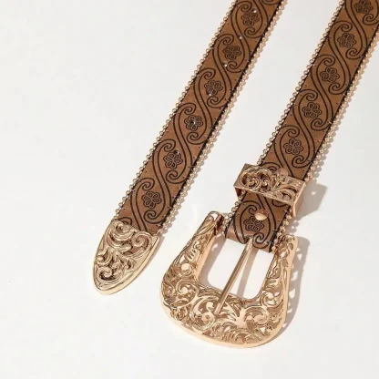 Floral Embossed Cowboy Belt - Image 3