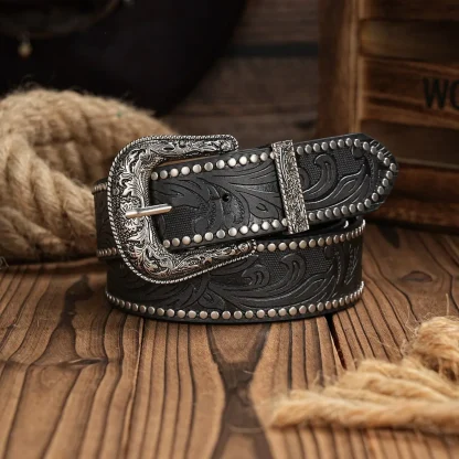 Floral-Engraved Cowboy Belt