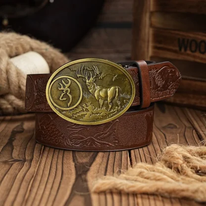 Deer Buckle Cowboy Belt - Image 4