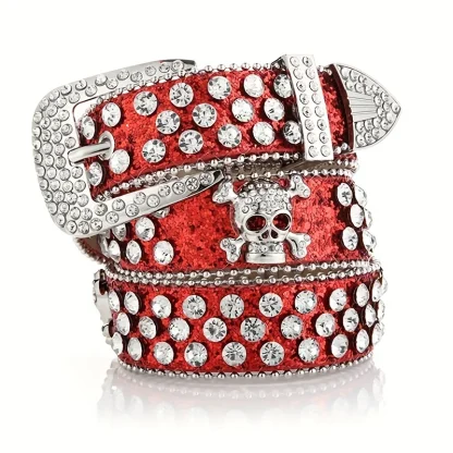 Glamorous Skull Rivet Cowboy Belt - Image 2