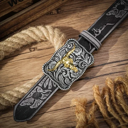 Floral Accent Cowboy Belt - Image 4