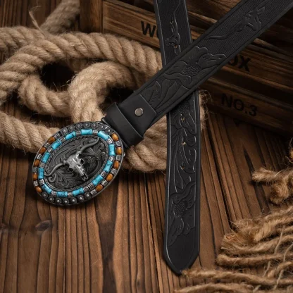 Bull-Decorated Western Belt - Image 5
