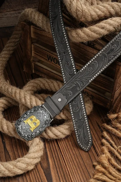 Letter Buckle Western Belt - Image 7